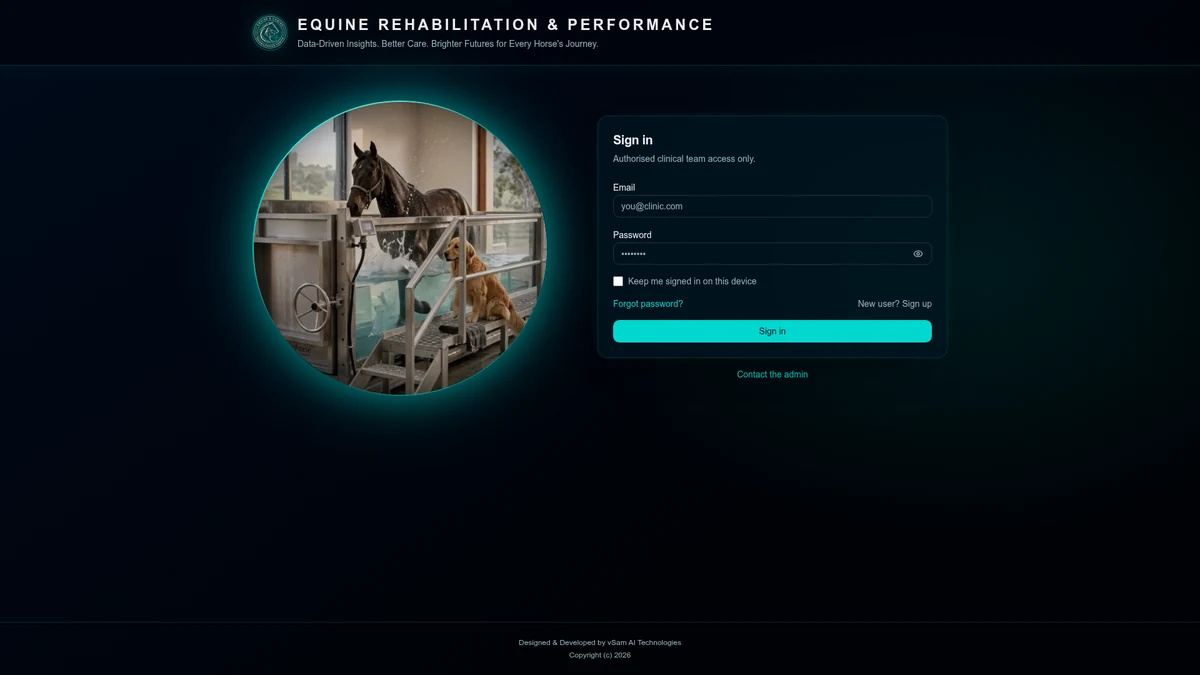 Equine Rehabilitation prototype landing-page preview
