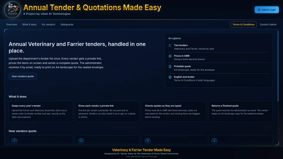 Vendor Quotes prototype landing-page preview